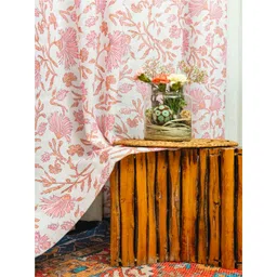 URBAN SPACE Pink & White 2 Pieces Floral Printed Sheer Door Curtains-picture-37