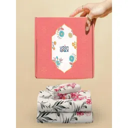 Urban Space Pink Cotton Printed 200 TC Double Bedsheet with 2 Pillow Covers-picture-15