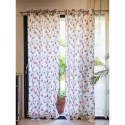 Urban Space Pink Cotton Window Curtain With Tieback & Eyelet - Set of 2-picture-37