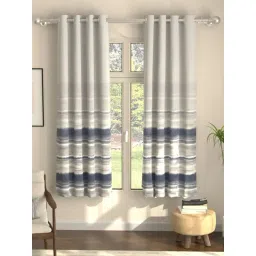 Urban Space Polyester Blackout Grey & Blue Abstract 8 ft Long Door Curtains - Set of 2-picture-25