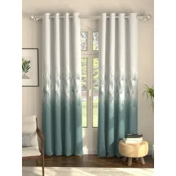 Urban Space Sea Mist Polyester Blackout Grey & Blue Abstract 8 ft Long Door Curtains - Set of 2-picture-29