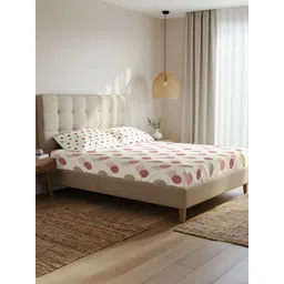 URBAN SPACE Serene Off White & Pink Geometric Cotton 200TC Single Bedsheet Set-1.47mx2.28m-picture-25