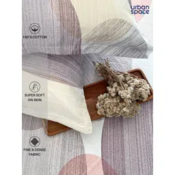 URBAN SPACE Serene Pink & Purple Geometric Cotton 200 TC Single Bedsheet & 1 Pillow Cover image 5