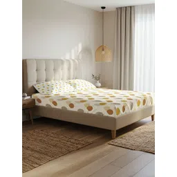 URBAN SPACE Serene White Geometric Cotton 200 TC Double Queen Bedsheet Set-2.23mx2.54m-picture-37