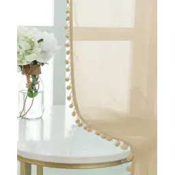 urban space Set of 2 Eyelets Sheer Window Curtains with Pom-Pom-picture-37