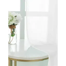 Urban Space Textured White Polyester 7 ft Door Sheer Curtains - Set of 2-picture-36