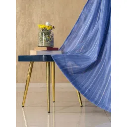 Urban Space Vertical Weaves Blue Polyester Sheer Window Curtains - Set of 2-picture-25