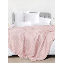 URBAN SPACE Waffle Pink Checked Cotton AC Room 150 GSM Single Bed Blanket-picture-13