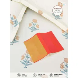 Urban Space White & Blue Cotton 200 TC Single Bedsheet with 1 Pillow Cover image 4