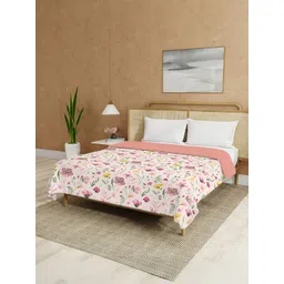 URBAN SPACE White & Pink Floral Printed Malmal Cotton 90 GSM AC Room Double Bed Dohar-picture-21