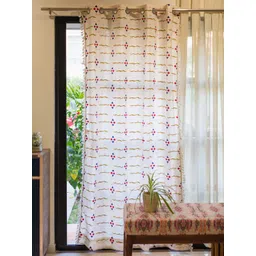 URBAN SPACE White & Pink Geometric Cotton Door Curtain-picture-12