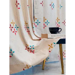 Urban Space White & Red Cotton Printed Door Curtain - Set of 2-image-20