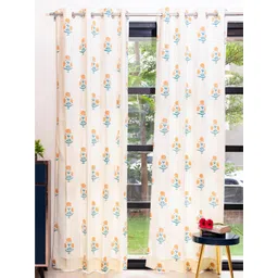 URBAN SPACE White & Yellow 2 Pieces Floral Printed Window Curtains-picture-39