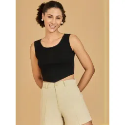 Urban Sundari Black Cotton Casual Fit Crop Top-picture-40