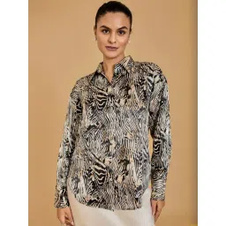 Urban Sundari Multicolor Satin Casual Fit Printed Shirt-picture-46