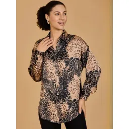 Urban Sundari Multicolor Satin Casual Fit Printed Shirt-picture-35