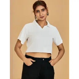 Urban Sundari White Cotton Casual Fit Crop Top-picture-29