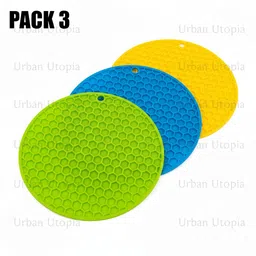 urban utopia Round Silicone Hot Mats and Trivets for Hot Dishes and Hot Pots (Multi Color) Non-slip Trivet-picture-12