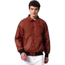 urban vice | Printed PU Leather Oversized Jacket for Men | Streetwear Style Outerwear | |-picture-11