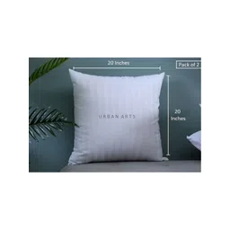 UrbanArts White 2Pcs Striped Square Shaped Filled Cushions image 2