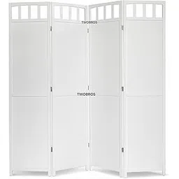 Urbane Crafts Wooden Room Partition/Screen/Room Divider/Room Separator for Living Room Bedroom Hallway Home Office Restaurant (White 4 Panel)-picture-10