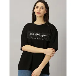 URBANICE Women Printed V-Neck Drop-Shoulder Sleeves T-shirt-picture-21