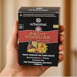 URBANMAC Fruit Vinegar Hair Color Gel Natural Hair Color Dye for Black Hair Dye(100ml x 2) - Black-picture-21