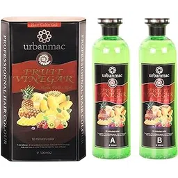 URBANMAC Fruit Vinegar Gel Hair Color Natural Hair Color Dye for Black Hair Dye(500ml x 2) - Black-picture-54