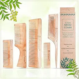 URBANMONK Neem Comb for Hair Growth | Wood Comb for Hair Growth, Hair fall & Dandruff Control | Neem Wooden Comb for Women & Men | All Five Combs-picture-11