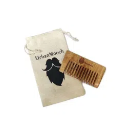 UrbanMooch Pocket Size Hair & Beard Comb Made with Neem Wood with Free Jute Pouch-picture-42