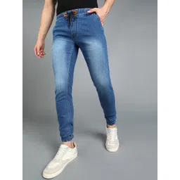 Urbano Fashion Men Blue Slim Fit Mid-Rise Clean Look Stretchable Jogger Jeans-picture-33