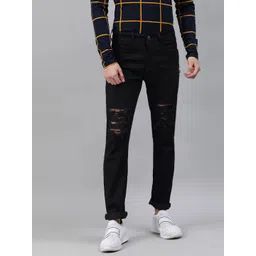 Urbano Fashion Men Heavy Distressed Black Slim Fit Stretchable Jeans-picture-16