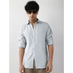 Urbano Fashion Men Light Grey Solid Linen Full Sleeve Relaxed Fit Casual Shirt-picture-41