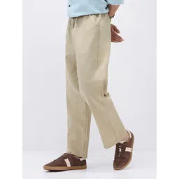 urbano fashion Men Loose Fit Beige Linen Blend Trousers-picture-23