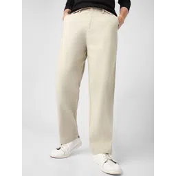 Urbano Fashion Men Pure Cotton Loose Fit Wrinkle Free Trousers-picture-32