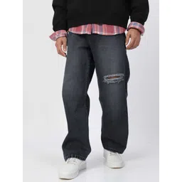 Urbano Fashion Men Pure Cotton Loose Relaxed Fit Slash Knee Heavy Fade Jeans-picture-12