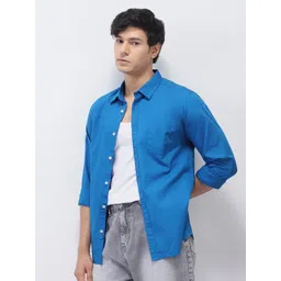 Urbano Fashion Men Solid Spread Collar Pure Cotton Casual Shirt-picture-24