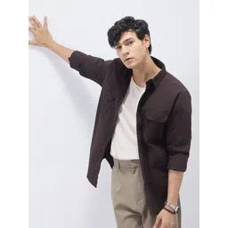 Urbano Fashion Men Solid Spread Collar Pure Cotton Casual Shirt-picture-26