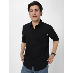 Urbano Fashion Men Spread Collar Solid Cotton Casual Shirt-picture-16