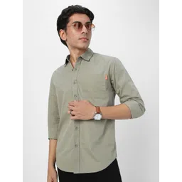 Urbano Fashion Men Spread Collar Solid Cotton Casual Shirt-picture-18