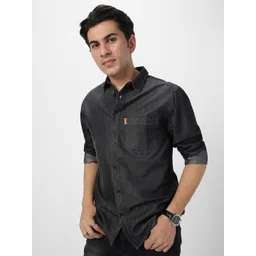 Urbano Fashion Men Spread Collar Solid Denim Casual Shirt-picture-10