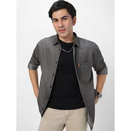 Urbano Fashion Men Spread Collar Solid Denim Casual Shirt-picture-15