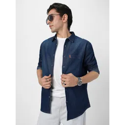 Urbano Fashion Men Spread Collar Solid Denim Casual Shirt-picture-14