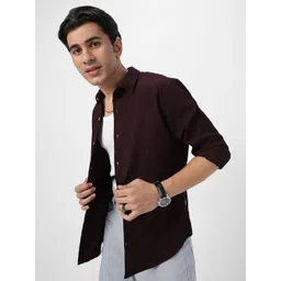 Urbano Fashion Men Spread Collar Textured Cotton Casual Shirt-picture-30