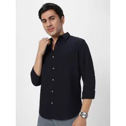 Urbano Fashion Men Spread Collar Textured Cotton Casual Shirt-picture-32