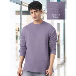 Urbano Fashion Men Textured Round Neck Oversized Full Sleeve Cotton T-Shirt-picture-38