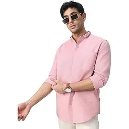 urbano fashion Men's Cotton Full Sleeve Regular Fit Casual Solid Shirt with Band Collar-picture-38