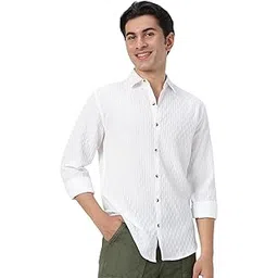 urbano fashion Men's Cotton Full Sleeve Regular Fit Textured Shirt with Spread Collar-picture-35