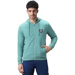 urbano fashion Men's Cotton Solid Zippered Hooded Neck Sweatshirt-picture-23