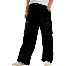 urbano fashion Men's Loose Mid Rise Baggy Fit Cargo Jeans with 6 Pockets Non-Stretchable-picture-12